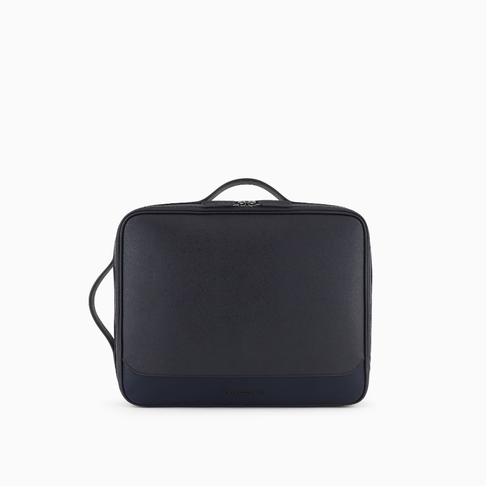 Emporio Armani ASV Navy Regenerated Saffiano Recycled Nylon Business Backpack